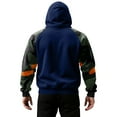 thumbnail image 5 of Pullover Hooded Sweatshirt with Camouflage Patterned Sleeves Drawstring Hood and Front Kangaroo Pocket for Everyday Wear Dark Blue L, 5 of 5