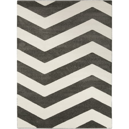 Ivory Waves - 6.6' x 9.5' Contour Wave Gray and Ivory White Decorative Area Throw Rug