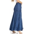 thumbnail image 4 of Sakkas Olivia Womens Maxi Bohemian Gypsy Long Skirt With Elastic Waist and Lace - Navy - Plus Size, 4 of 5