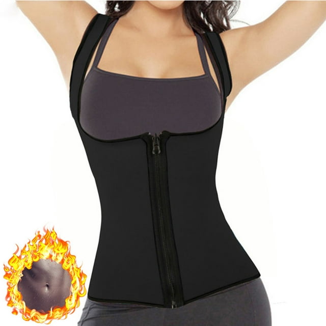 Chaleco de entrenamiento de cintura para mujer con cremallera, chaleco de Sauna de neopreno para quemar grasa para perder peso, corsé delgado, camiseta sin mangas moldeadora de cuerpo