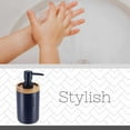 thumbnail image 4 of Elegant Navy Blue Soap Dispenser - Polyresin and Bamboo Design, Refillable Liquid Pump, 4 of 6