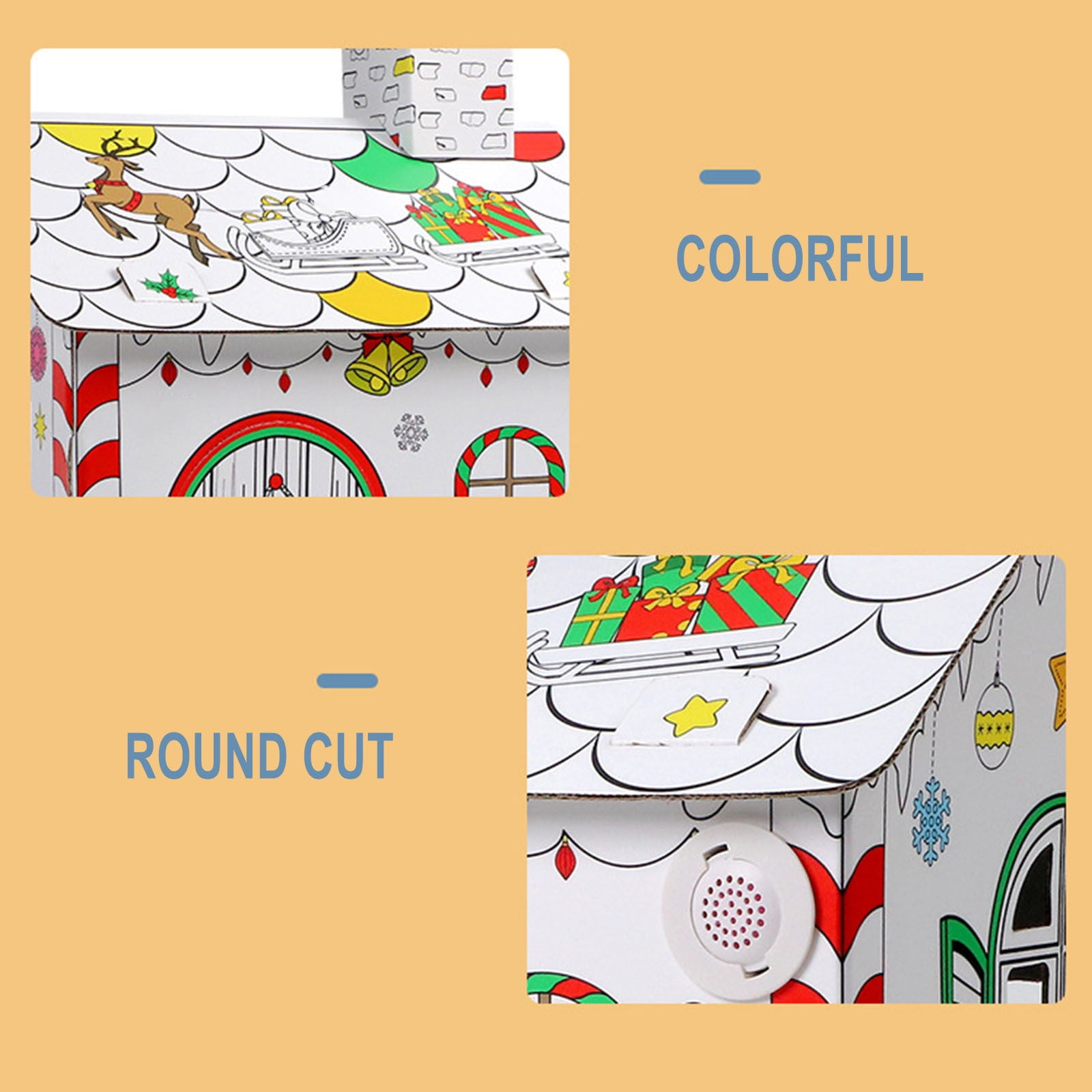 Maison De Noël En Carton à Colorier - Décoration Et Jeu D'Éveil Pour Enfants, Activité Créative De Noël