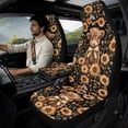 thumbnail image 2 of Xoenoiee Highland Cattle Sunflower Daisy Print PU Leather Car Accessories Automotive Seat Covers Full Set of 5 Seat Protectors with Seat Belt Pads, Car Armrest Cover for SUV Van, 2 of 7