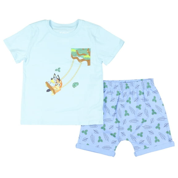 Disney Bluey Shirt Toddler Boys' Bluey and Bingo Tree Swing T-Shirt Short Set