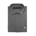 thumbnail image 2 of Men’s Classic Collared Short Sleeve Embroidered Logo Solid Button Down Shirt (Black, S), 2 of 2