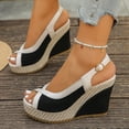 thumbnail image 4 of Dakaela Womens Open Toe Wedges Heels Ankle Strap Espadrille Platform Slip on Summer Sandals for Casual Beach Vacation Wedding Party Size 6-10 Black, 4 of 8