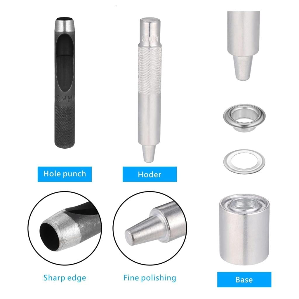 Grommet Setting Tool for Tarpaulin Fabric Curtains Shoe Craft Making 120 Sets Grommet Tool Kits, Grommets Eyelets Kits