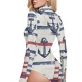 thumbnail image 4 of Theme Anchors Women's Mock Turtle Neck Long Sleeve Tops Bodysuit Jumpsuit One Piece Leotards Shirt, 4 of 8