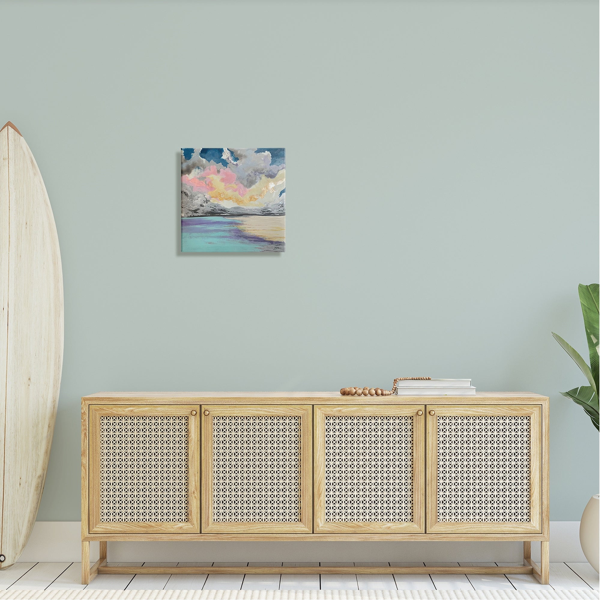 Stupell Industries Modern Sunrise Clouds Panoramic Ocean Surface View Painting Gallery Wrapped Canvas Print Wall Art, Design by Stacy Gresell