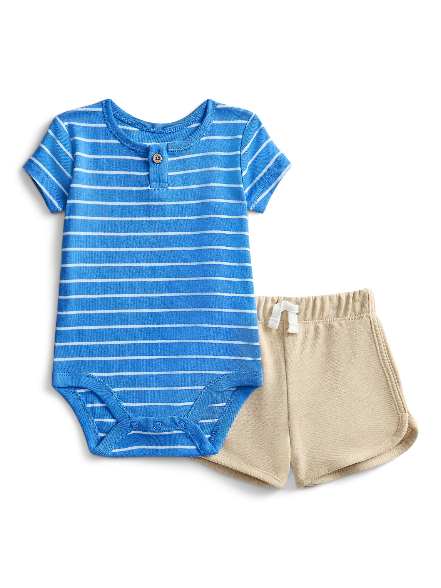 Wonder Nation Baby Boys Graphic Tee and Shorts Outfit Set, 6-Piece, Sizes 0M-24M