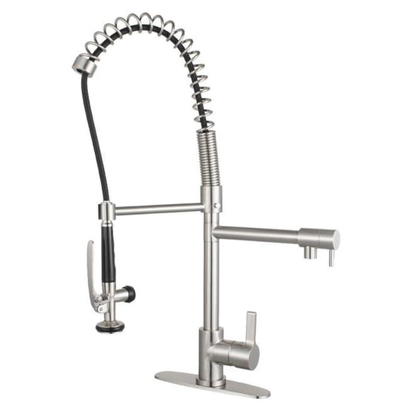 Gourmetier LS8508CTL Continental Single-Handle Pre-Rinse Kitchen Faucet, Brushed Nickel - 8 x 9.81 x 28.25 in.