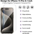 thumbnail image 3 of Wallet Case for iPhone 15 Pro with 3PCS Screen Protectors Clear Heavy Duty Shockproof Wallet Card Holder, Hidden Flip Card Slot Protective Hard Back Cover for iPhone 15 Pro, 6.1'' Clear Black, 3 of 14