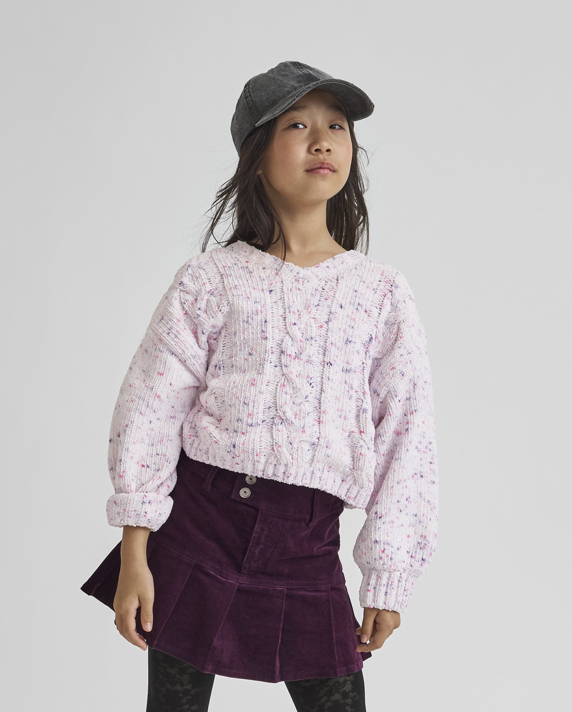 The Children's Place Girls Bow Back Cable Knit Chenille Sweater, Sizes XS-XXL