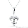 thumbnail image 1 of Fleur-De-Lis French Royalty Charm 32x17mm (1.3x0.7in) Pendant & Chain Necklace in Oxidized .925 Sterling Silver, 1 of 1
