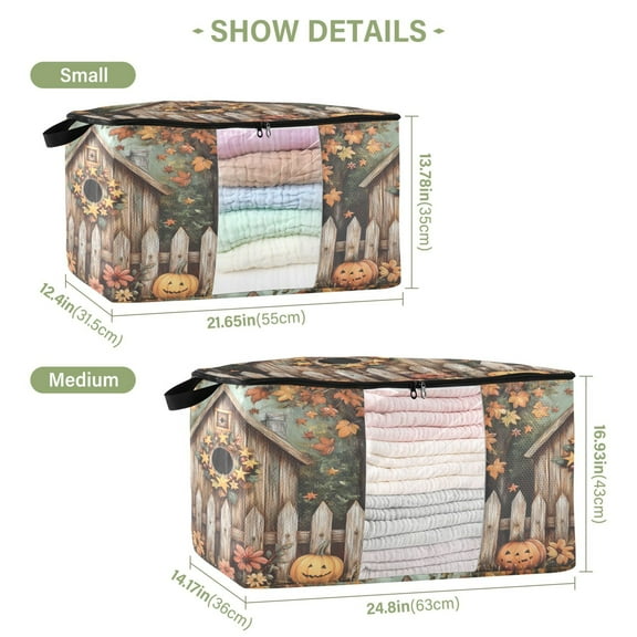 BZSMCE Under Bed Storage Bags With Reinforced Handles Birdhouse Printing Underbed Storage