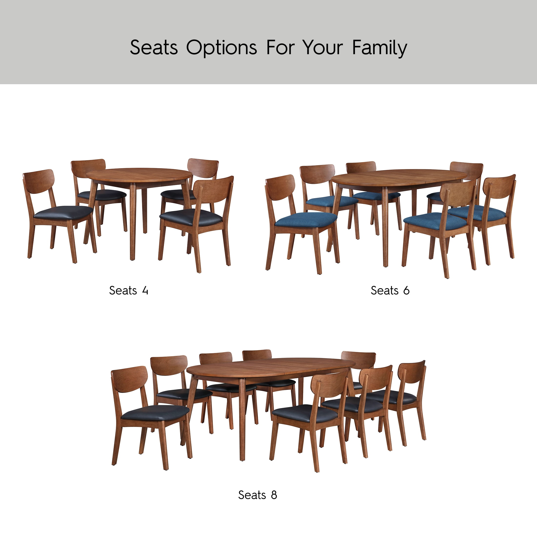 Better Homes & Gardens Greyson Mid-Century Extendable Dining Table, Solid Wood and Veneer, Acorn Finish