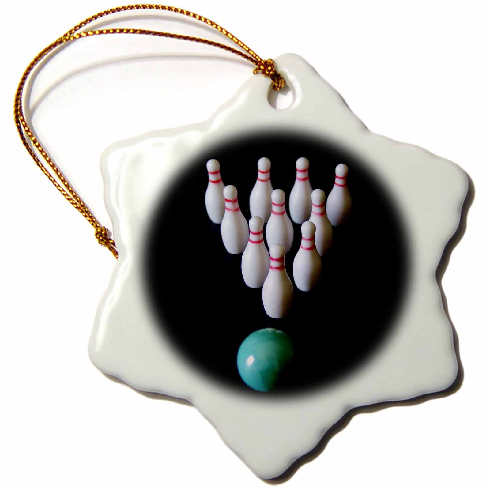 3-Inch 3dRose orn_18660_1 Love Bowling Porcelain Snowflake Ornament