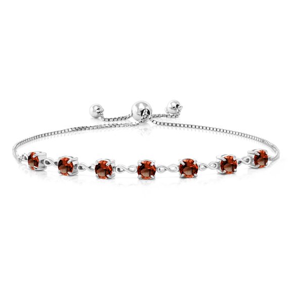 Gem Stone King 925 Sterling Silver Red Garnet Infinity Tennis Bracelet for Women (6.30 Cttw, Gemstone January Birthstone, Round 4.5MM, Fully Adjustable up to 9 inch)