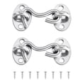 thumbnail image 1 of Uxcell 2 paquetes de pestillo de gancho y ojo de 2 pulgadas para puerta de granero, acero inoxidable, plata, 1 of 7