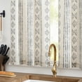 thumbnail image 7 of Curtainking Boho Kitchen Curtains 26x24 inch Black on Beige Farmhouse Rustic curtains Geometric Striped Light Filtering Window Curtain Linen Tier Curtains 2 Panels, 7 of 7