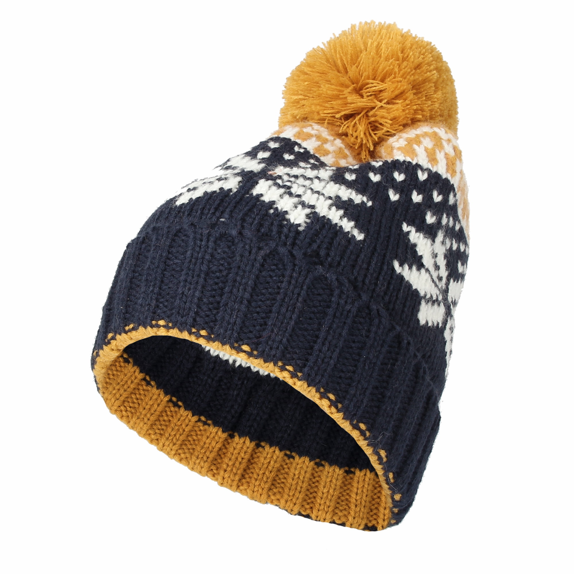 WITHMOONS Knit Fairs Isle Nordic Bobble Pom Beanie Hat JZP0026