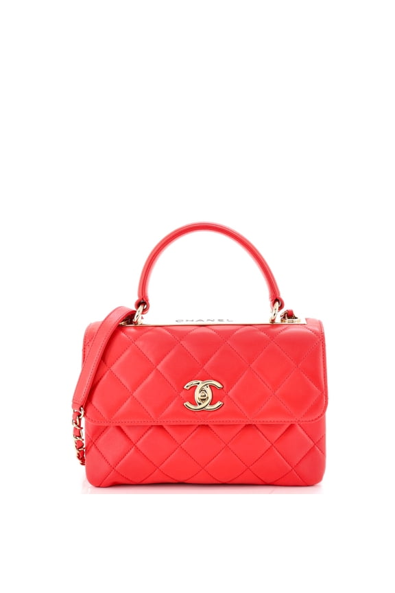 Pre-Owned Trendy CC Top Handle Bag Quilted Lambskin Small By Rebag