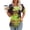 Yellow, variant on Ayolanni Short Sleeve Blouses for Women Casual Scoop Neck Tropical Print Pleated Blouse Beach Fitted Shirts Women's Tops, Tees & Blouses Blue L