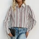 thumbnail image 4 of Cárdigan de mujer de otoño con mangas largas y cuello alto a rayas, blusa para mujer, 4 of 9