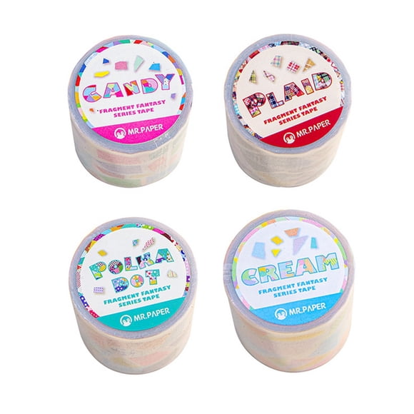 Mr. Paper 4-Roll Fragment Fantasy Tape - Glitter Sand PET Die-Cut Craft