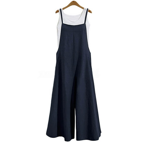 MRULIC pants for women Women's oversize bib trousers bib pants overalls jumpsuit romper summer trousers with straps Plus Size Pants Blue L