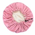 thumbnail image 2 of Satin Bonnet Sleeping Cap Adjustable Elastic Satin Bath Caps for Curly Hair Protectio, 2 of 3