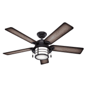 Hunter Key Biscayne 54" Indoor/Outdoor Ceiling Fan w/ Light and Pull Chain, Zinc