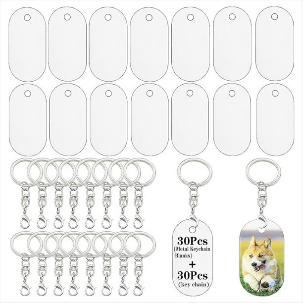 Piezas metálicas en blanco para llaveros de sublimación, venta al por mayor de piezas en blanco para llaveros de sublimación, adorno de doble cara, 30 unidades.