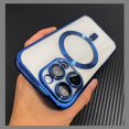 thumbnail image 1 of Funda de silicona transparente con filtro de polvo para altavoz Magsafe, Protector de lente de lujo para iPhone 15, 14 Plus, 11, 12, 13 Pro Max, X, 1 of 4