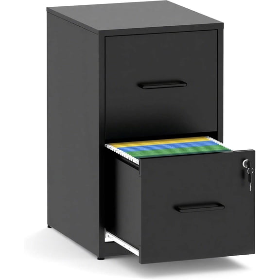 2-Drawer Vertical File Cabinet with Lock, Heavy-Duty Steel Filing Cabinet for Letter/Legal/A4 Files, Black