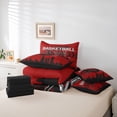 thumbnail image 5 of Manfei Est Sport Sleep Twin Bedding Sets 7-Piece, Cartoon Basketball Athlete Bedding Comforter Set, Teens Kids Boys Girls Reversible Sheet Sets, Maroon Black Microfiber Bedroom Decor, 5 of 7