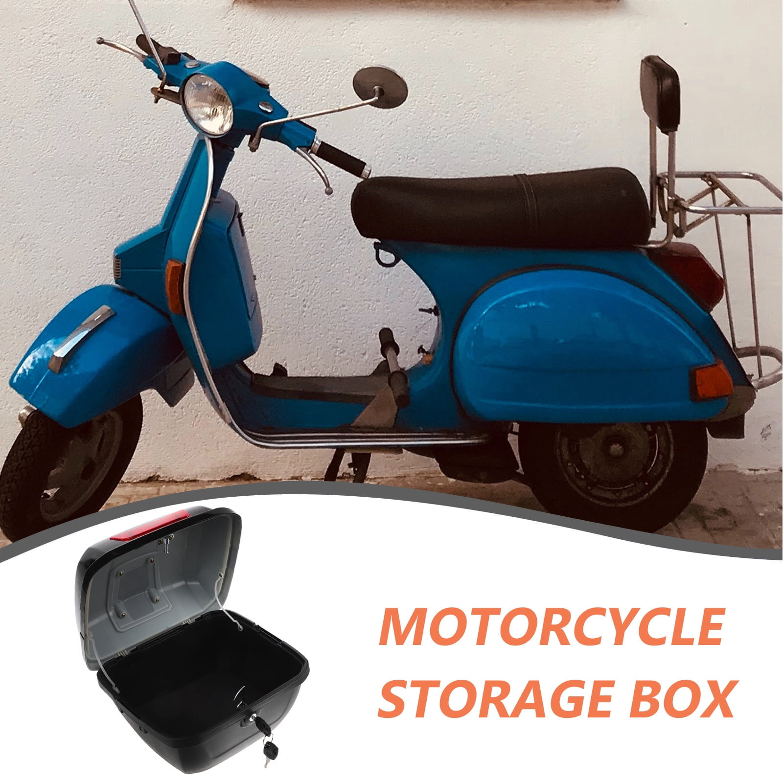Salinist Motorcycle Rear Top Box Motorcycle Trunk Box Motorcycle Tail Box Motorcycle Trunk Scooter Trunk