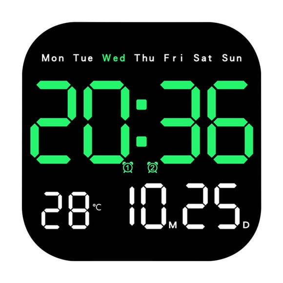 ABPWLY Multifunctional LED Digital Clock with Temperature Humidity Display for Living Room Bedroom Desk Mount or Stand Use