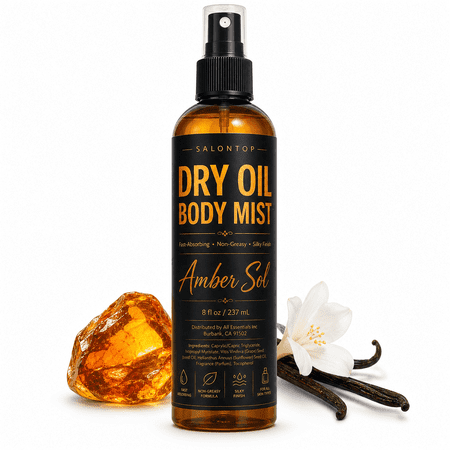Dry Oil Body Mist Spray Lightweight Fast Absorbing Body Oil Spray for Glowing Skin Non Greasy Silky Finish Hydrating Body Mist with Grapeseed & Jojoba Oils Amber Sol 8 oz