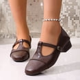 thumbnail image 6 of Womens Mary Jane Shoes with Chunky Low Heel, Square Toe & Adjustable Buckle Strap - Comfortable Retro Flats for Women, Brown,Size 7, 6 of 9