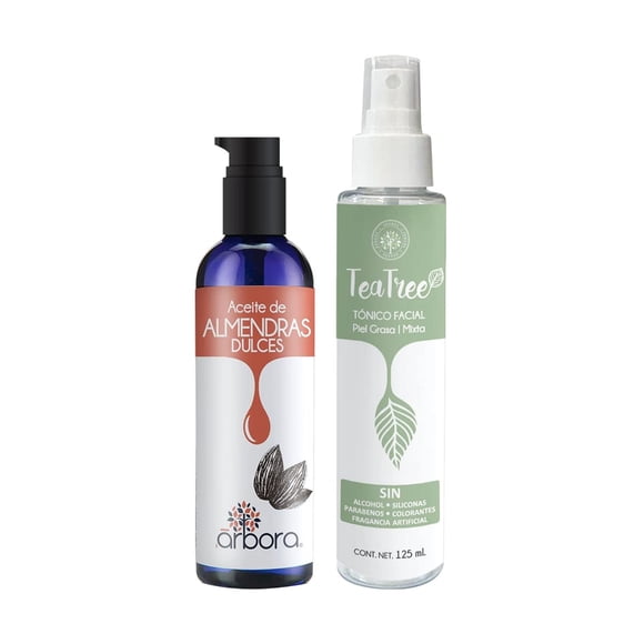 Kit Hidratación y Tonificación Árbora Almendras Tea Tree Ideal para Piel Grasa