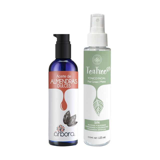Kit Hidratación y Tonificación Árbora Almendras Tea Tree Ideal para Piel Grasa