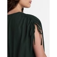 thumbnail image 5 of Time and Tru Women’s Linen-Blend Tunic Top with Ruched Sleeves, Sizes XS-XXXL, 5 of 6