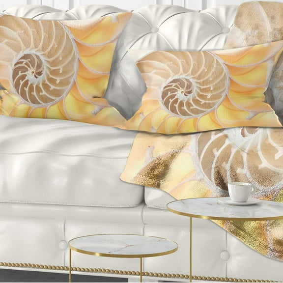 Designart Golden Nautilus Shell Pattern - Contemporary Throw Pillow - 12x20