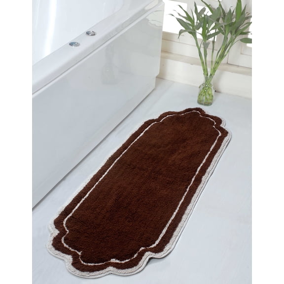 Home Weavers Allure Collection Bathroom Rug 100% Cotton Tufted Bathroom Rug, Soft and Absorbent Bath Rugs, Non-Slip Bath Rug, Machine Wash Dry Bath Mats for Bathroom Floor- 21"x54" Runner, Brown
