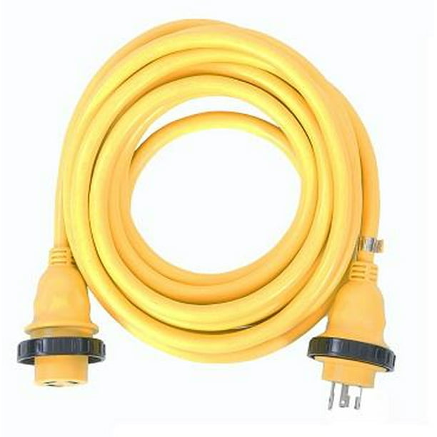 Amp Up Marine & RV Cords 125v 30a x 50' Marine Shore Power Cord, Yellow