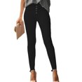 thumbnail image 1 of Pantalones vaqueros negros negros con cintura alta y cintura alta, 1 of 6