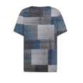 thumbnail image 5 of Camiseta para Mujer Camiseta con Estampado de Botones Manga Corta Diario Fin de Semana Moda Básica Cuello en V Top Regular Azul Real/S, 5 of 5