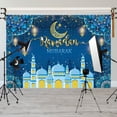thumbnail image 2 of 10x8FT Ramadan Eid Mubarak Banner Ramadan Decorations Ramadan Kareem Eid Mubarak Theme Garland Moon Star Lantern Décor Glitter Gold Ramadan Party Supplies, 2 of 3