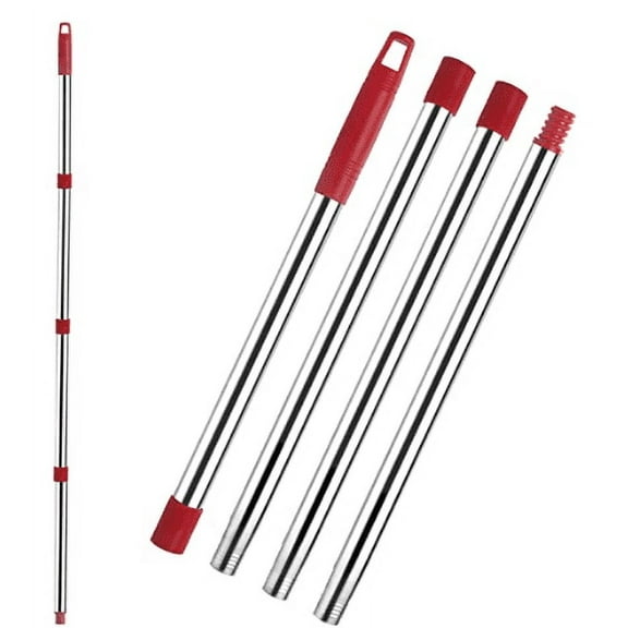 4 Section Mop Replacement Handle Stainless Steel Mop Replacement Head Handle Mop Extended Handle (Black)